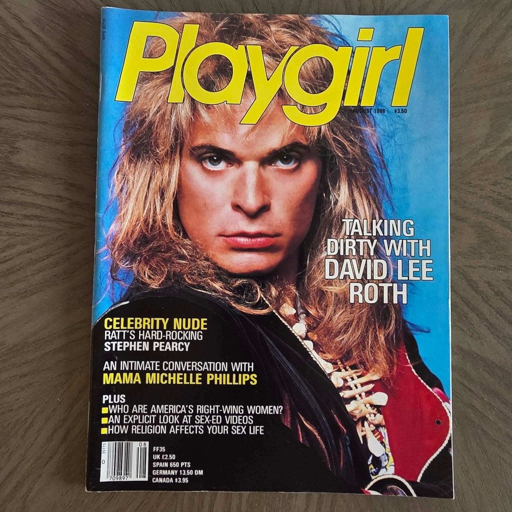 Vintage Playgirl Magazine August 1986 David Lee Roth Stephen Pearcy Ratt Cover